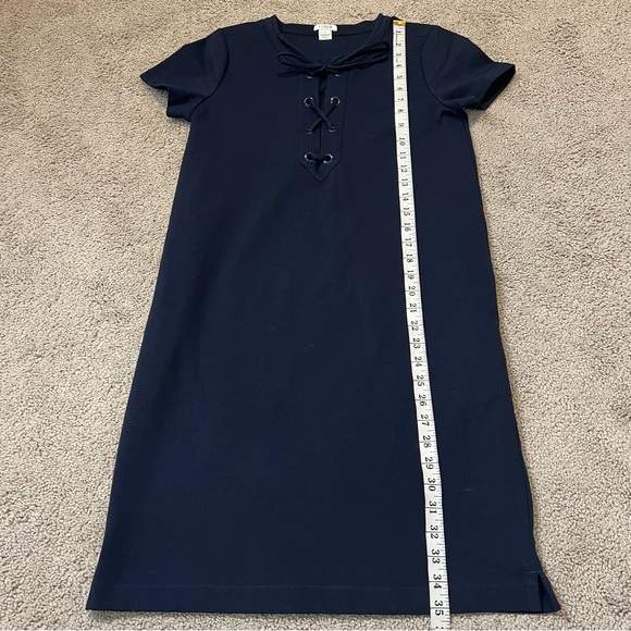 J. Crew Navy Blue Cotton-Blend Nautical-Style Lace-Up Knit Dress. Size XS. - Picture 8 of 10